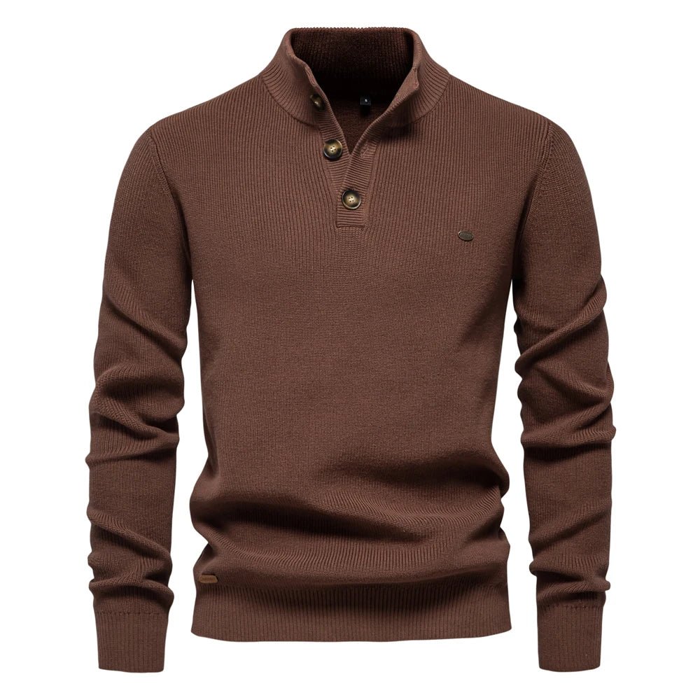 Konrad Stilfuld herrepullover med knapdesign